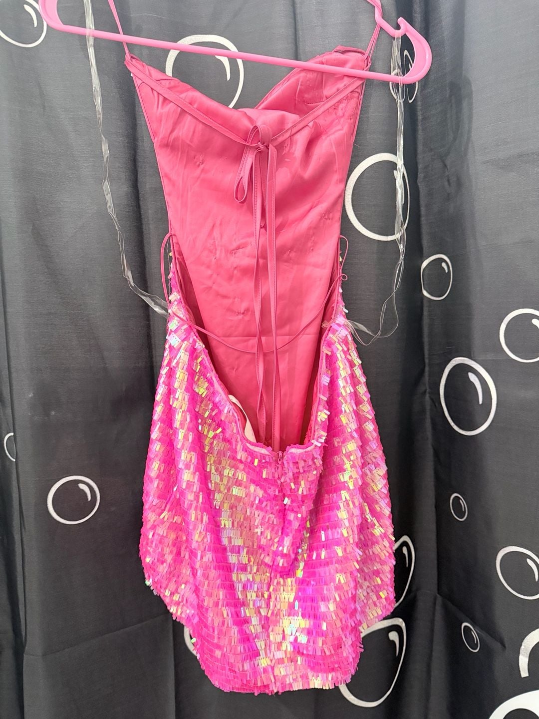 New Pink Sequin Dress Size S Pink Holographic Mini Dress 3