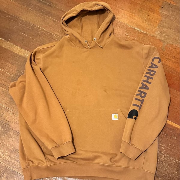 Carhartt Loose Fit Hoodie Size 3XL Brown Midweight Pullover Sweatshirt