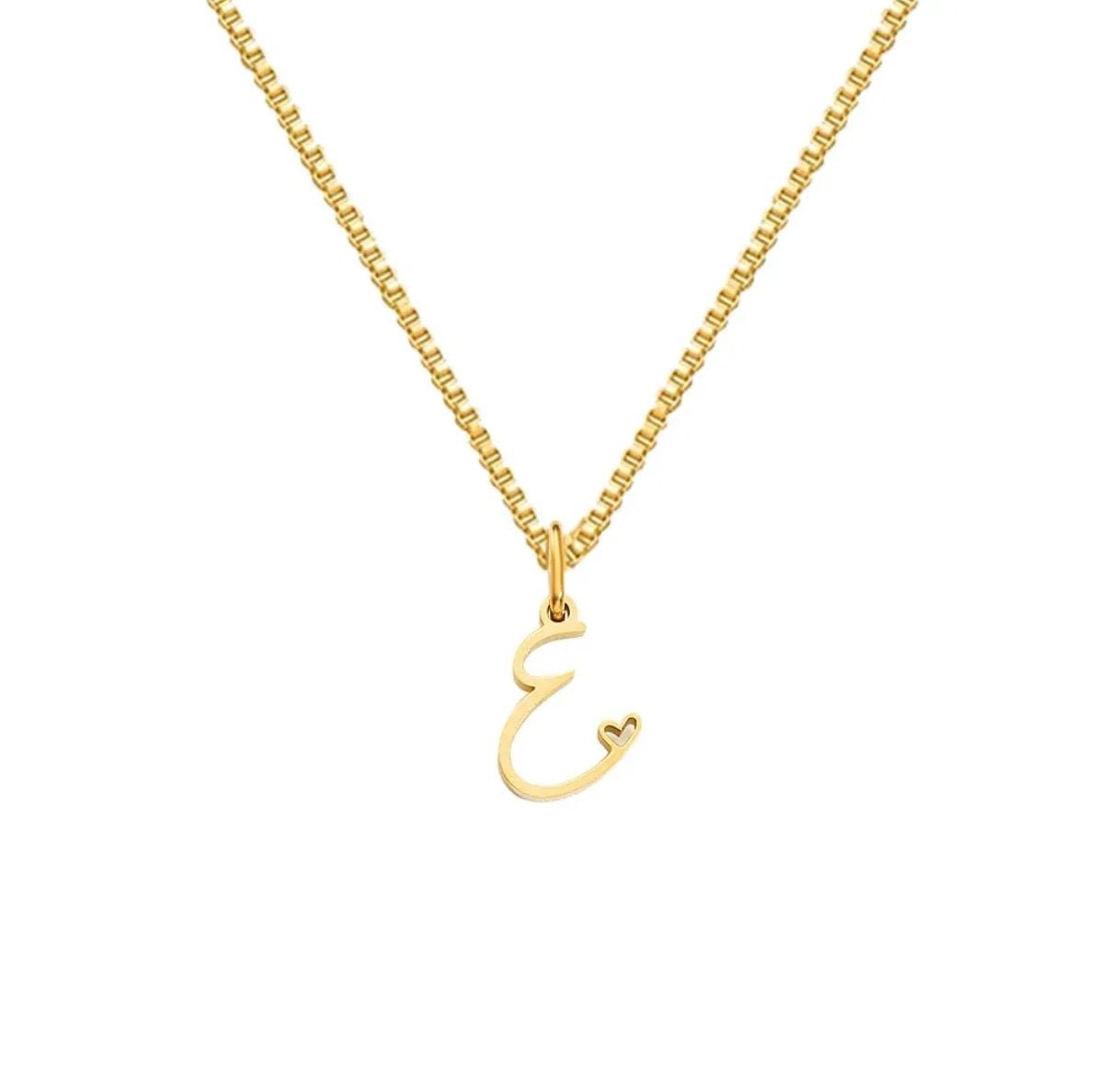 Stainless Steel Cursive Initial E Pendant Necklace Size 40cm Gold 2