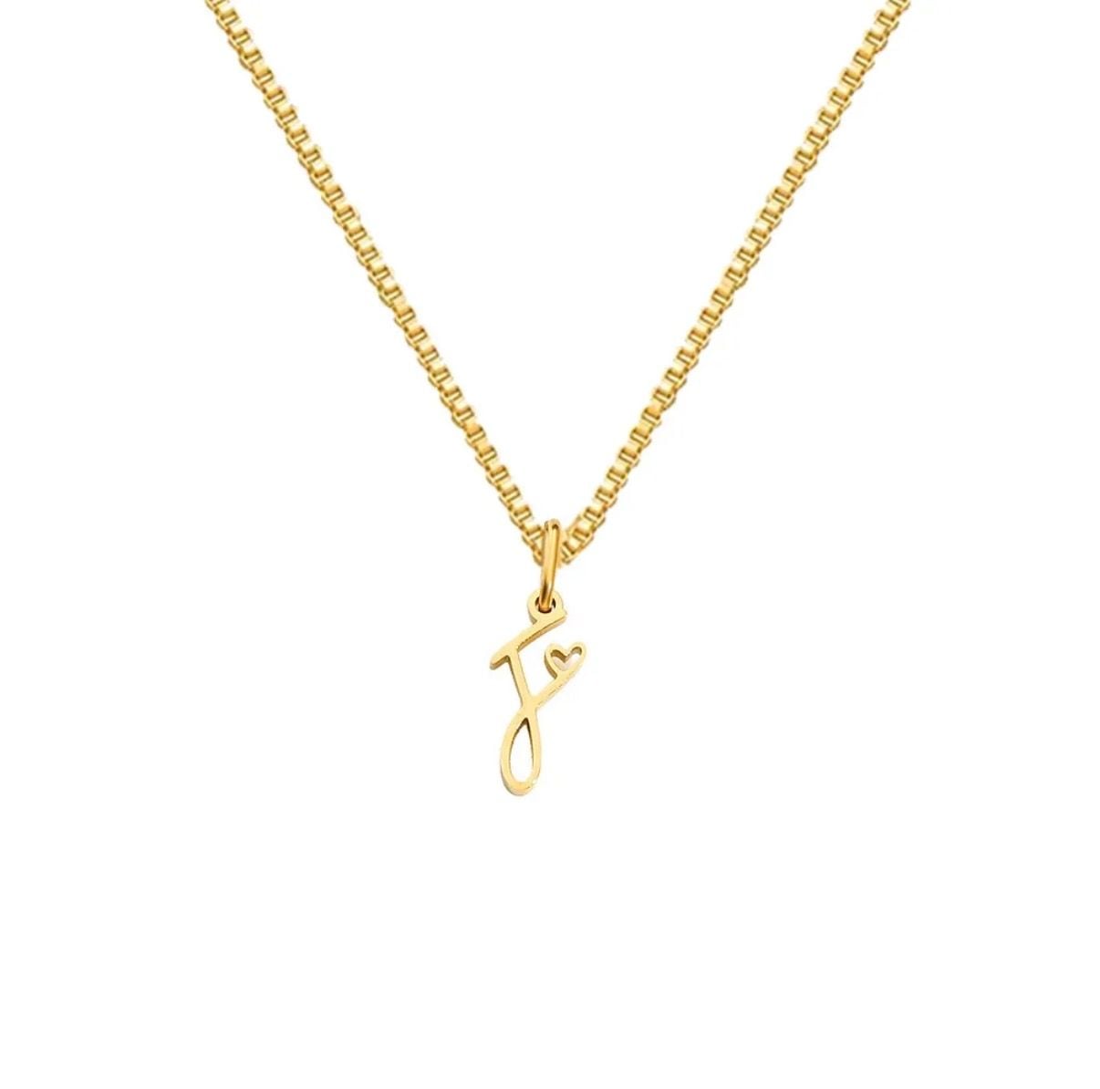 Unbranded Cursive Initial F Necklace Gold Stainless Steel 2