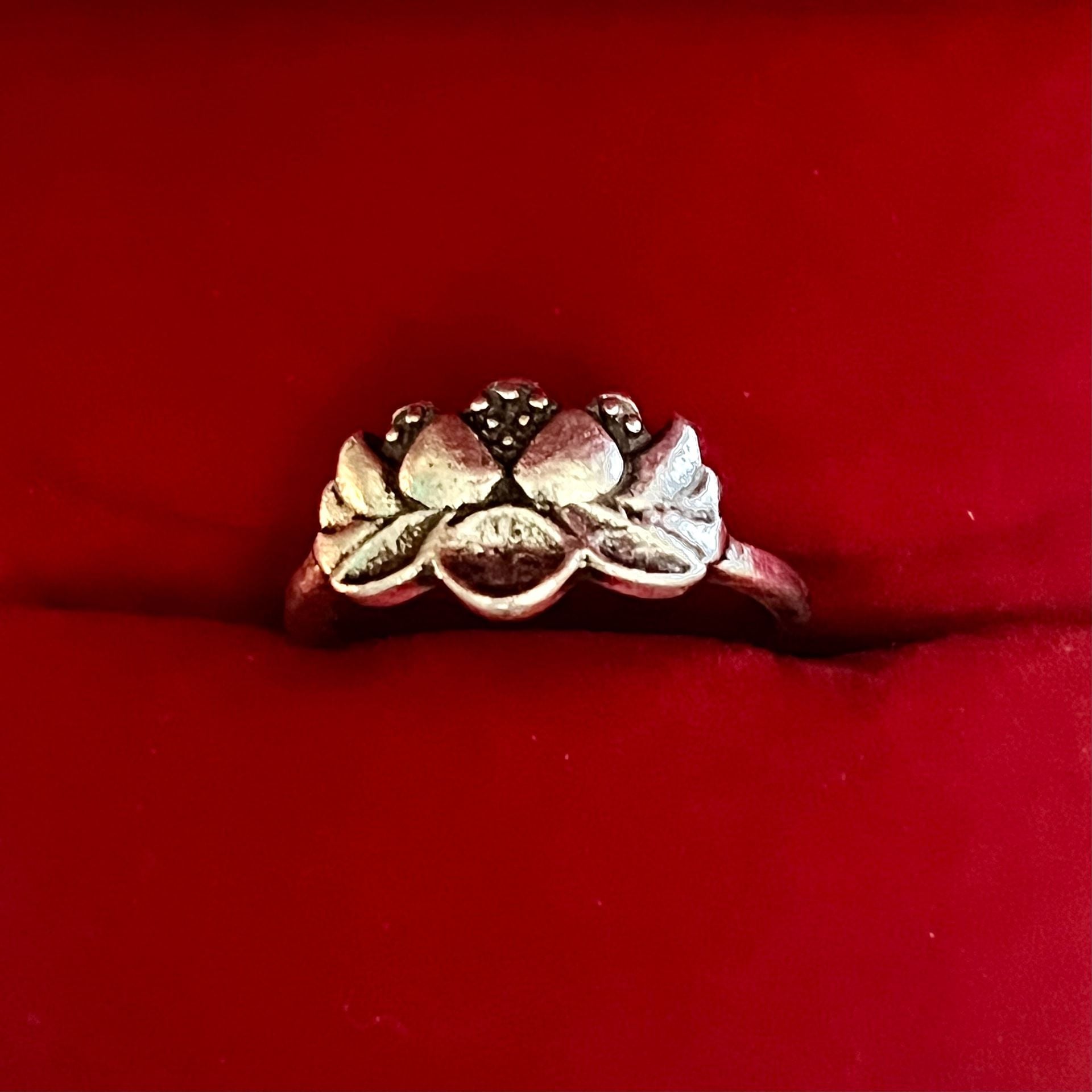 Silver Lotus Flower Titanium Steel Ring Size 5 2