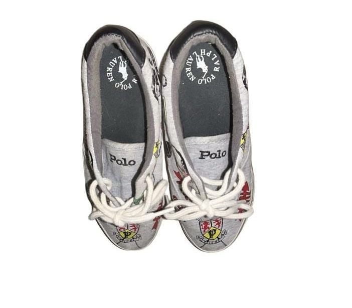 Polo Ralph Lauren Little Boy Thornton Grey/Doodle Print Sneakers Shoes size 3  7