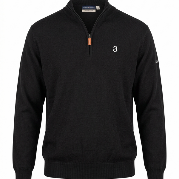 Peter Millar Merino Wool Quarter Zip Pullover Sweater Black XL