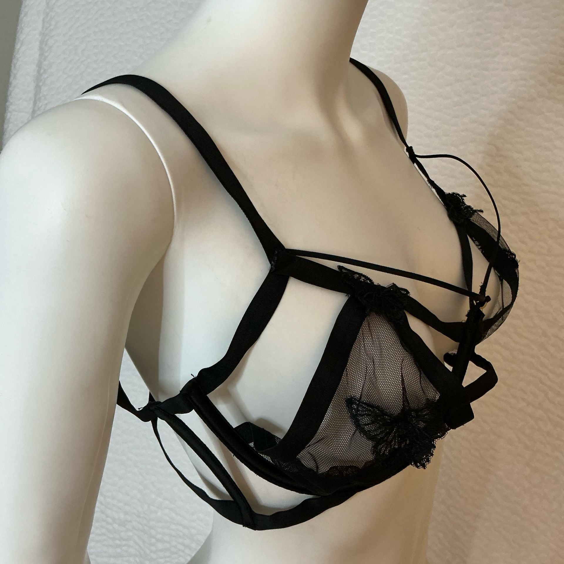Victoria's Secret Unlined Strappy Butterfly Bra Size XXL Black 5