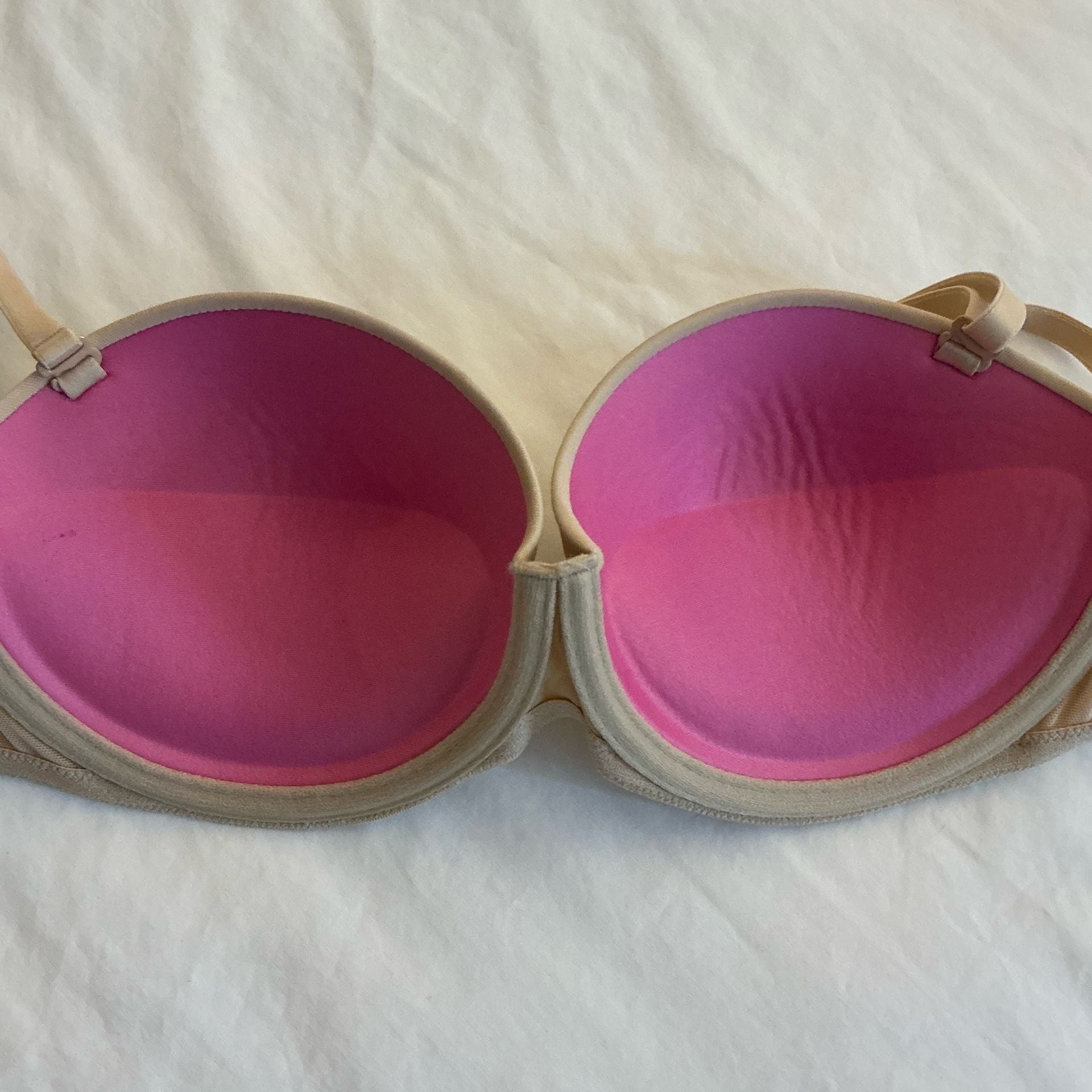 Pink Victoria's Secret Bra Size 34C Nude T-Shirt Underwire 8