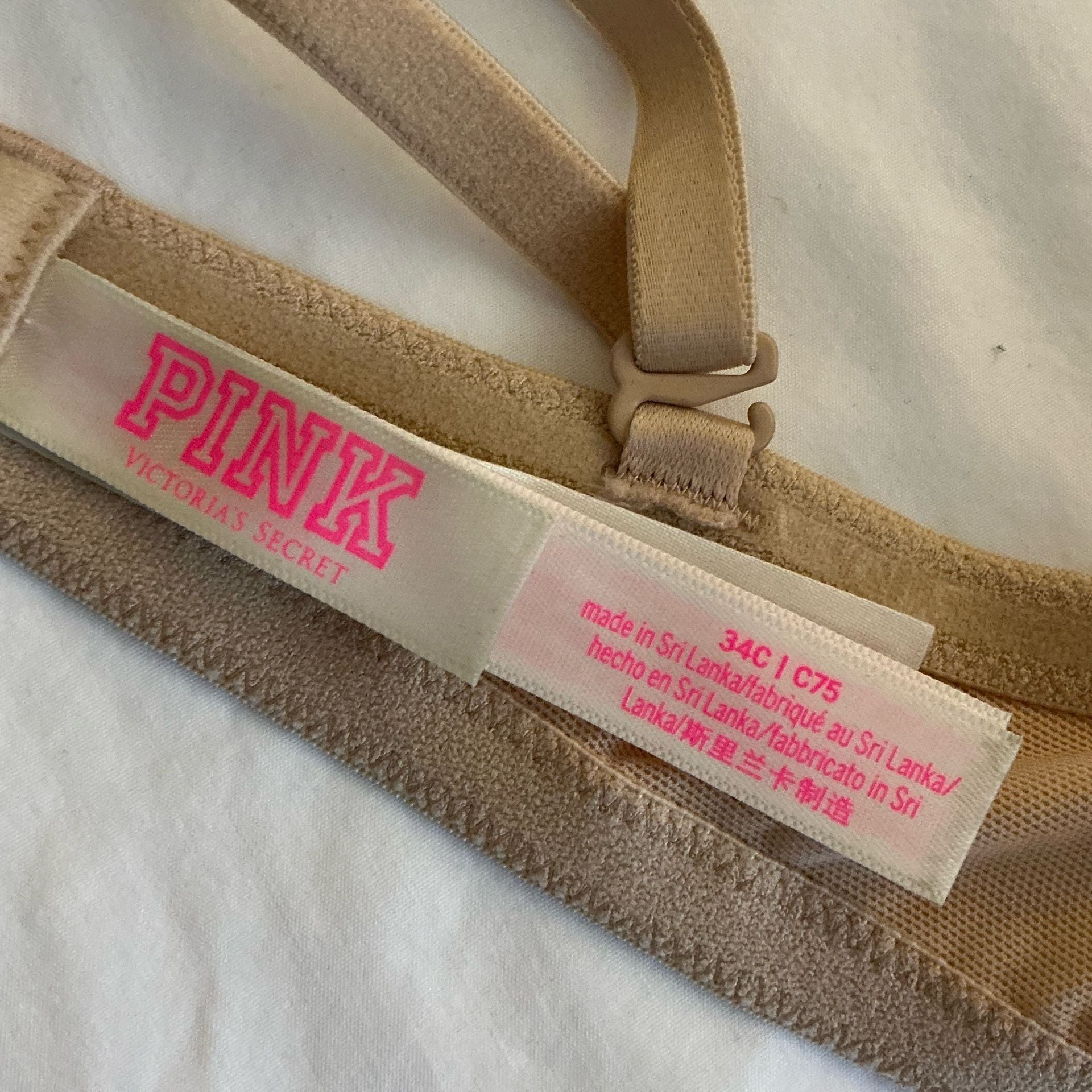 Pink Victoria's Secret Bra Size 34C Nude T-Shirt Underwire 3