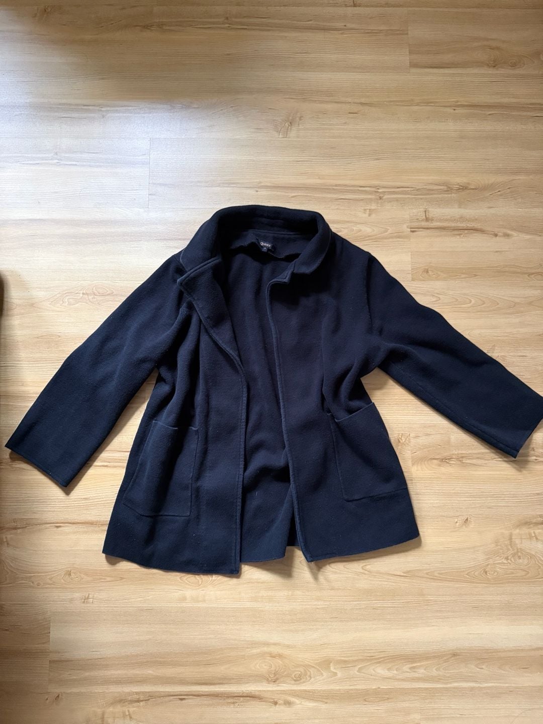 Quince Organic Cotton Jacket Size L Black Open Front 2