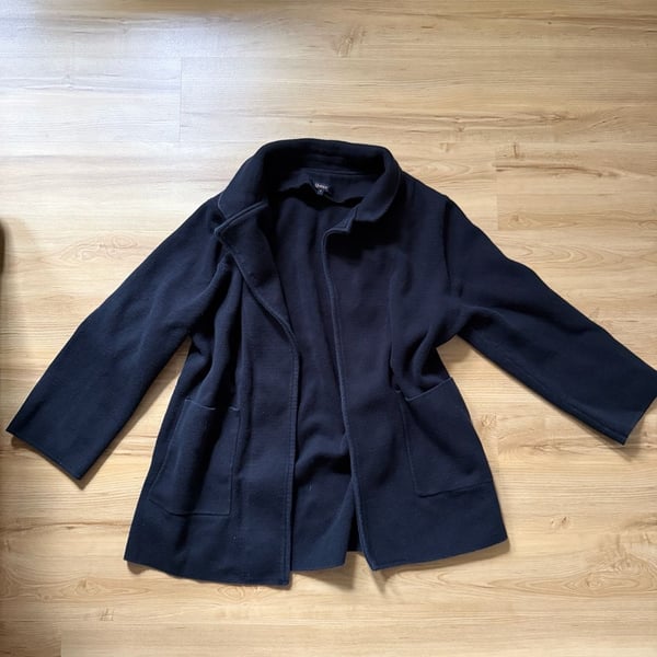 Quince Organic Cotton Jacket Size L Black Open Front