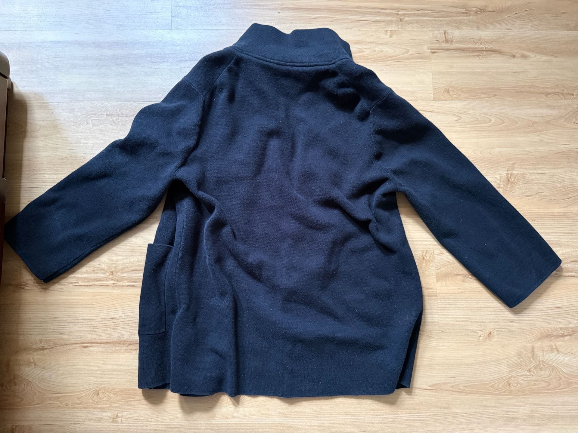 Quince Organic Cotton Jacket Size L Black Open Front 3