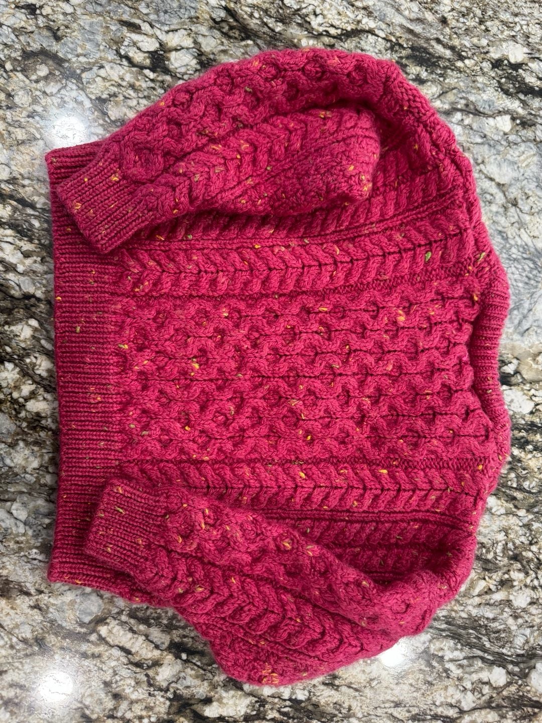 Blarney Woollen Mills Merino Wool Children’s Cardigan Size S Pink Cable Knit Sweater Made 6