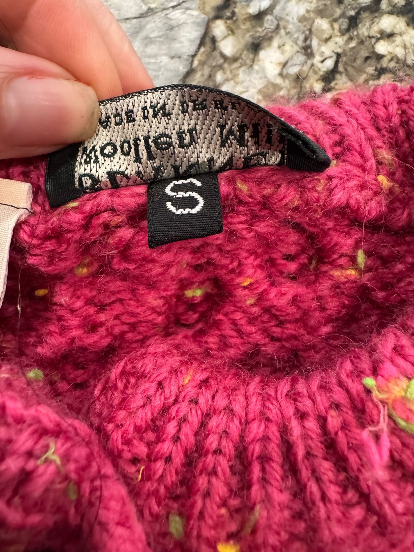 Blarney Woollen Mills Merino Wool Children’s Cardigan Size S Pink Cable Knit Sweater Made 4