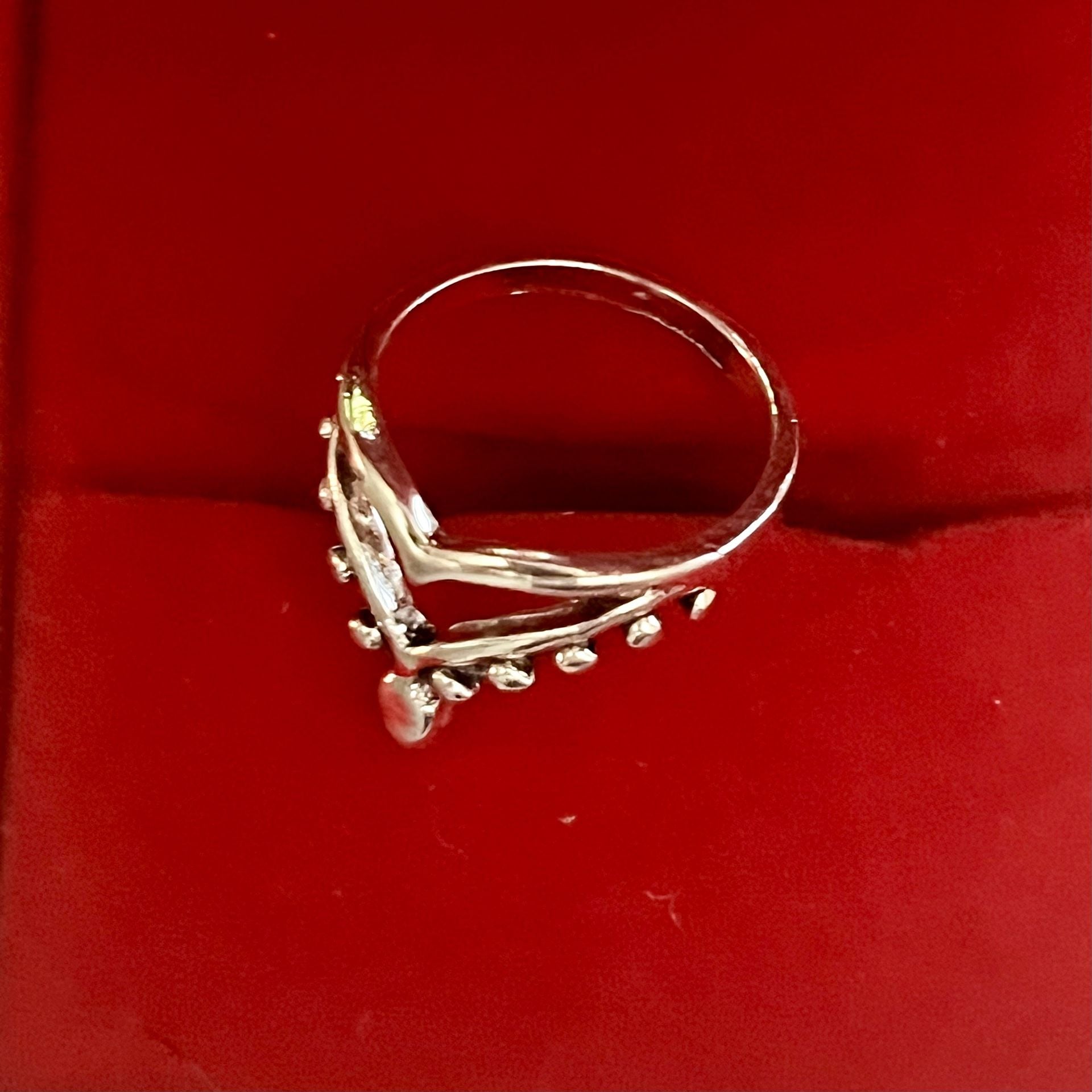 Double Dotted Chevron V Ring Titanium Steel Silver Size 5 5