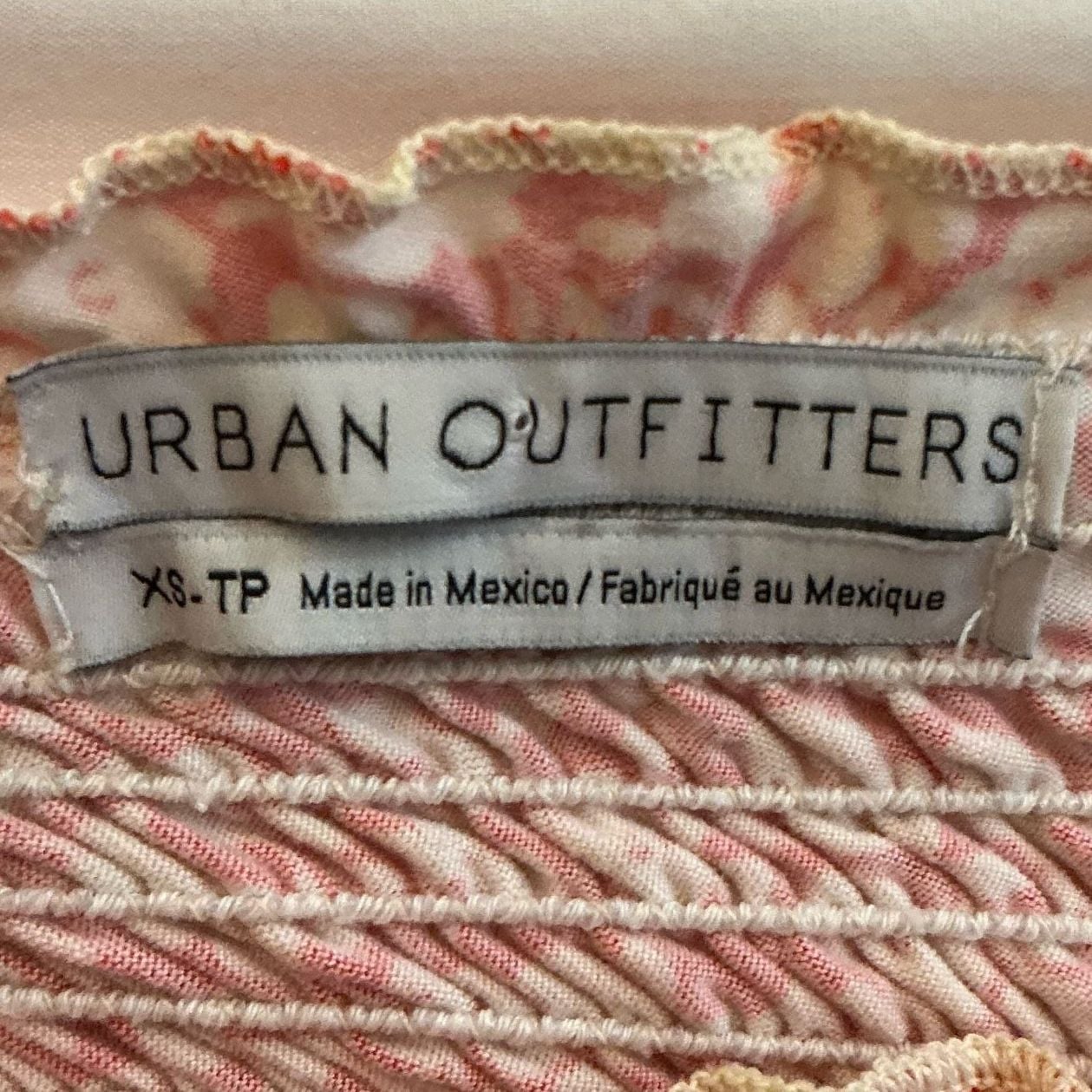 Urban Outfitters Smocked Top Size XS Red White Floral Tank Peplum 3
