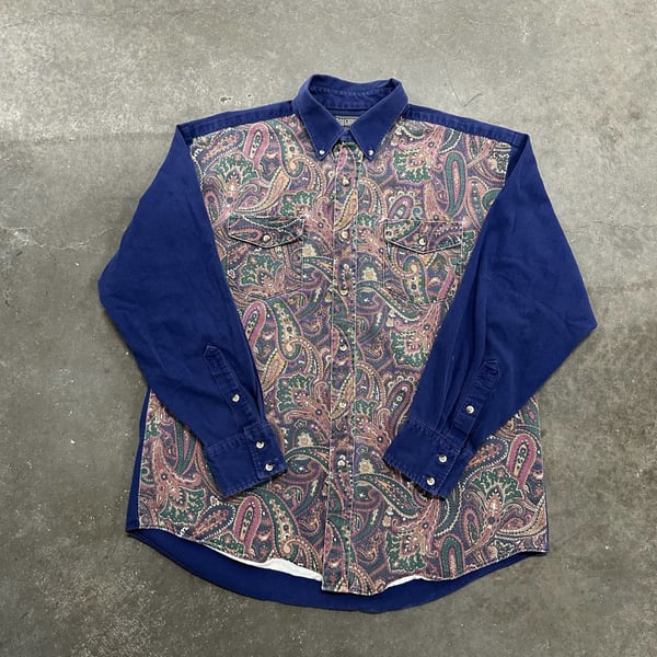 Vintage Roughrider Paisley Western Shirt Button Down Pearl Snap Cowboy