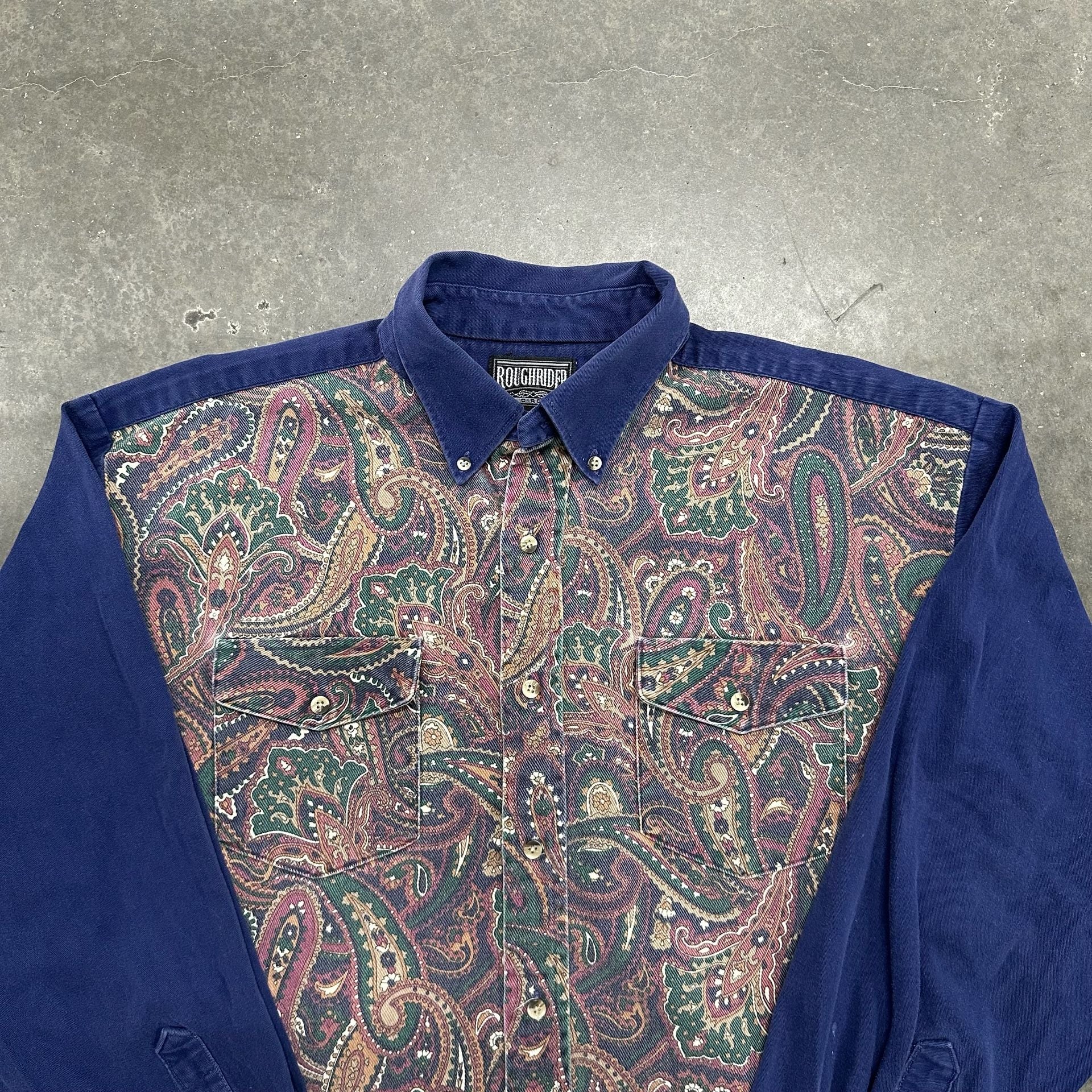 Vintage Roughrider Paisley Western Shirt Button Down Pearl Snap Cowboy 5