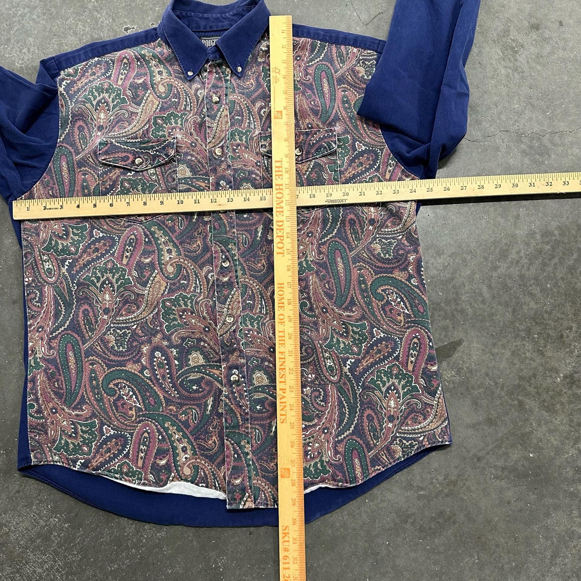 Vintage Roughrider Paisley Western Shirt Button Down Pearl Snap Cowboy 6