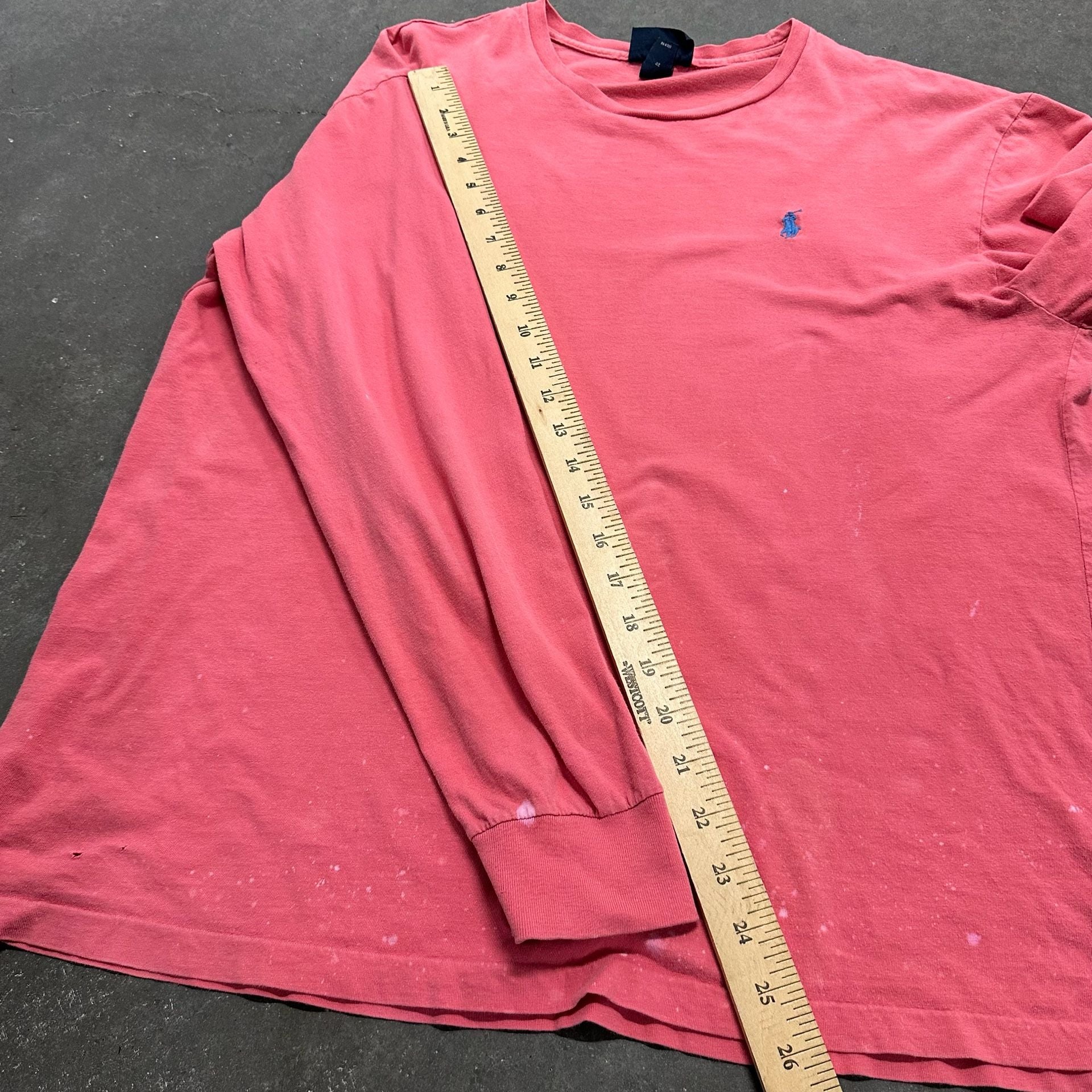 Polo Ralph Lauren Long Sleeve Shirt XL Distressed Bleach Splatter Pony Logo 7