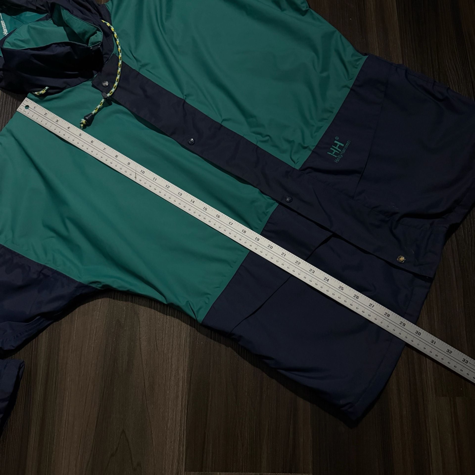 Helly Hansen Vintage Windbreaker Jacket Size L/XL Blue Green Hooded 7