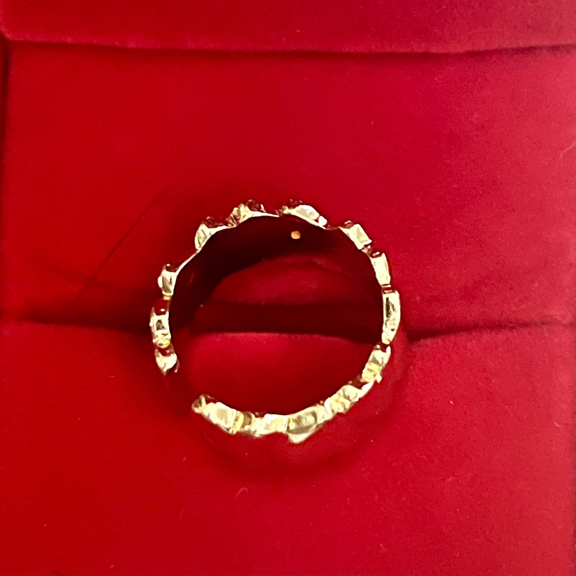 Gold Hammered Design Textured Band Open Ring Size 6 5
