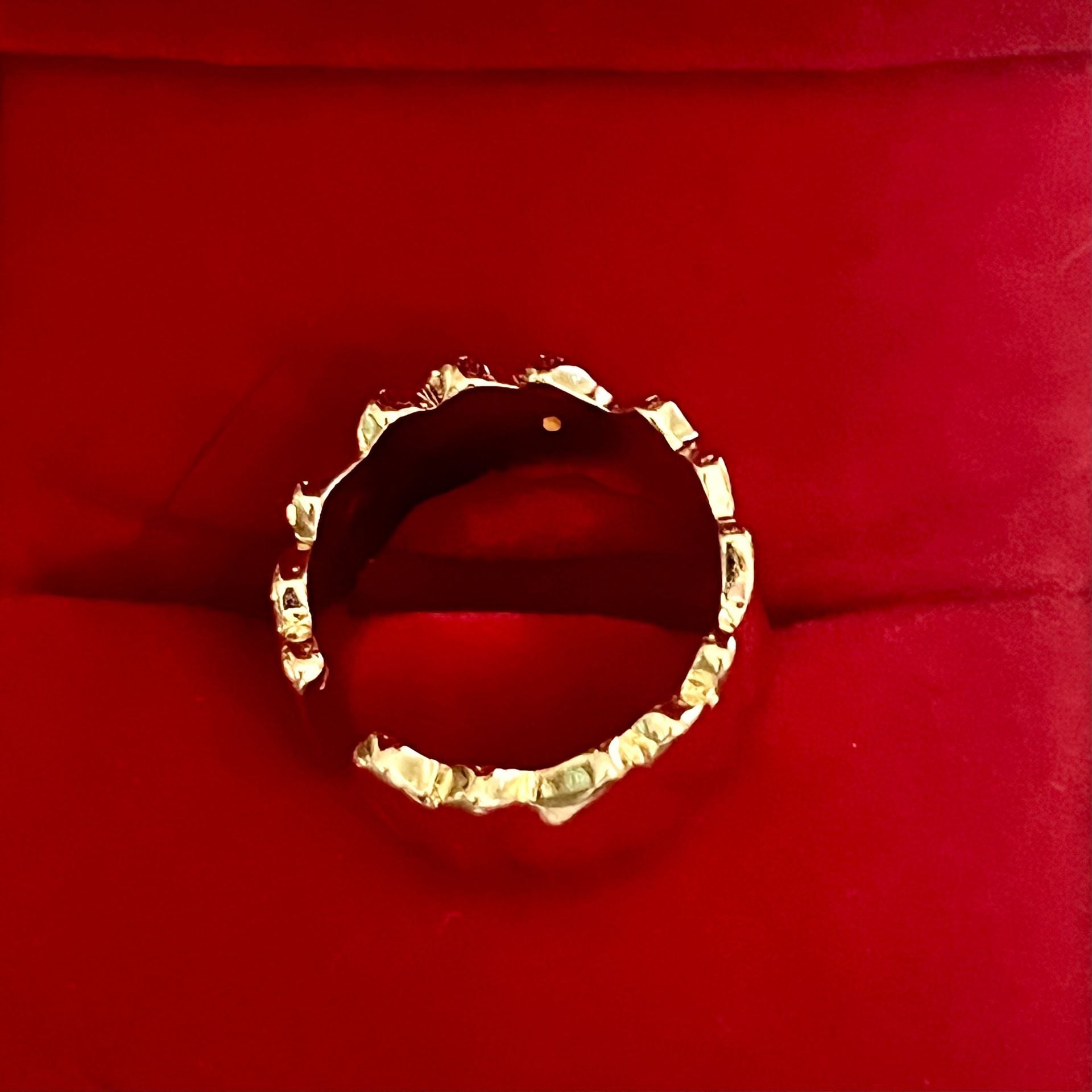 Gold Hammered Design Textured Band Open Ring Size 6 6
