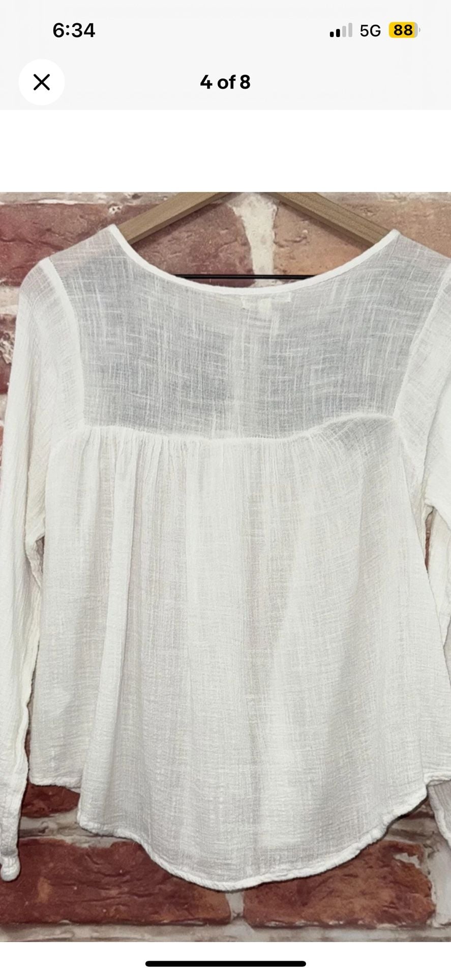 Max Studio White Embroidered Tunic Top with Tassel Neckline Size L 5