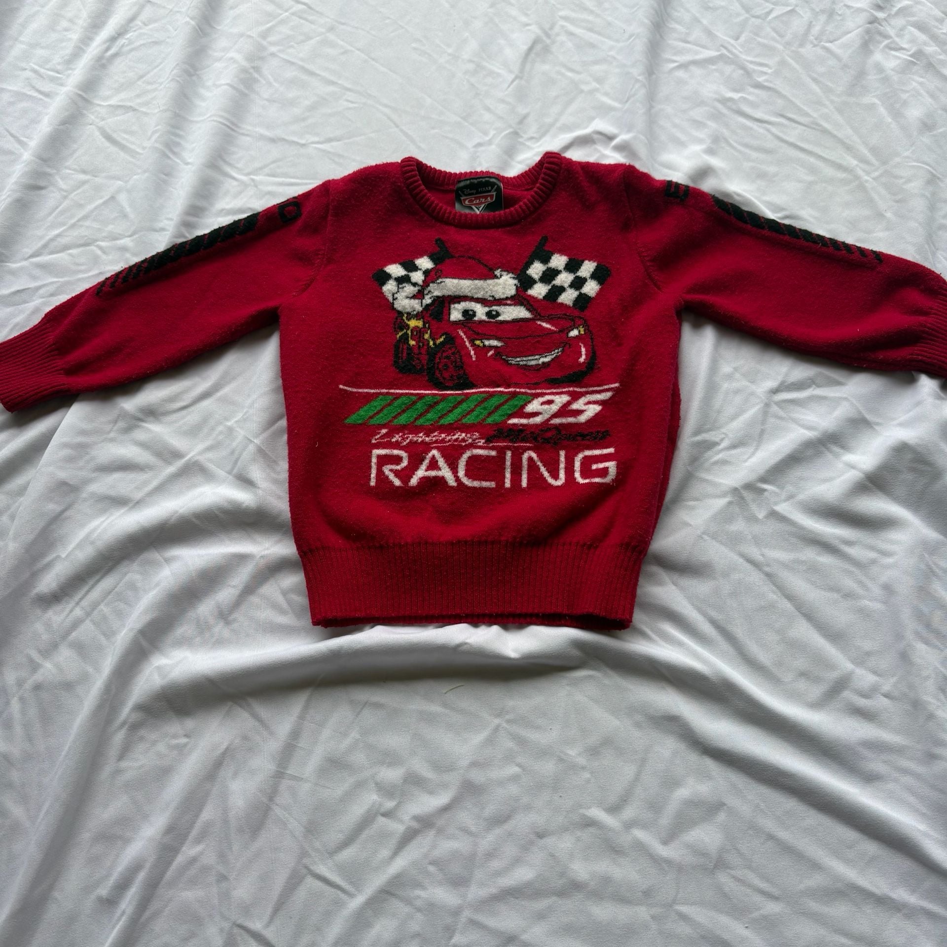 Disney Cars Lightning McQueen Red Sweater Size 2T 1