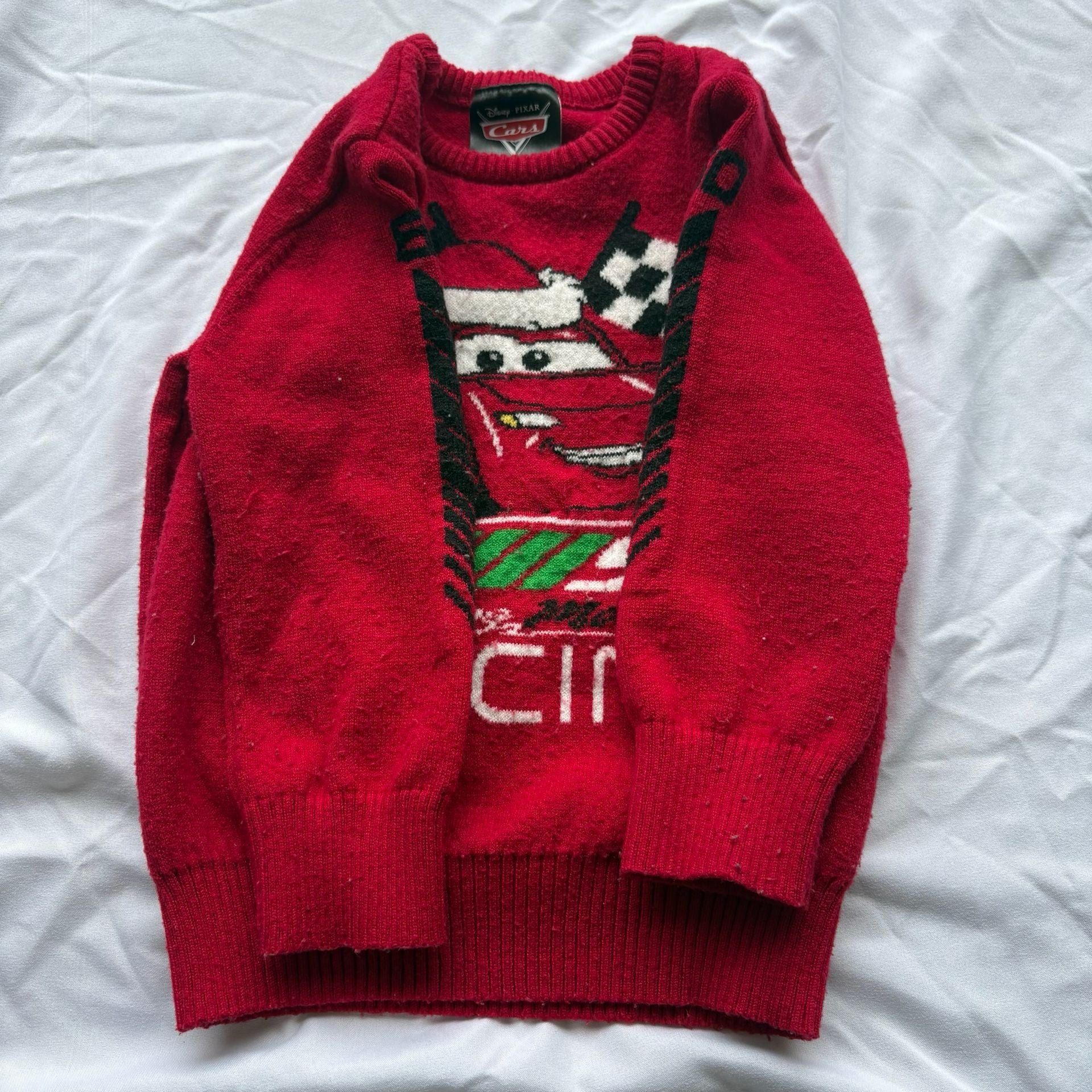Disney Cars Lightning McQueen Red Sweater Size 2T 3