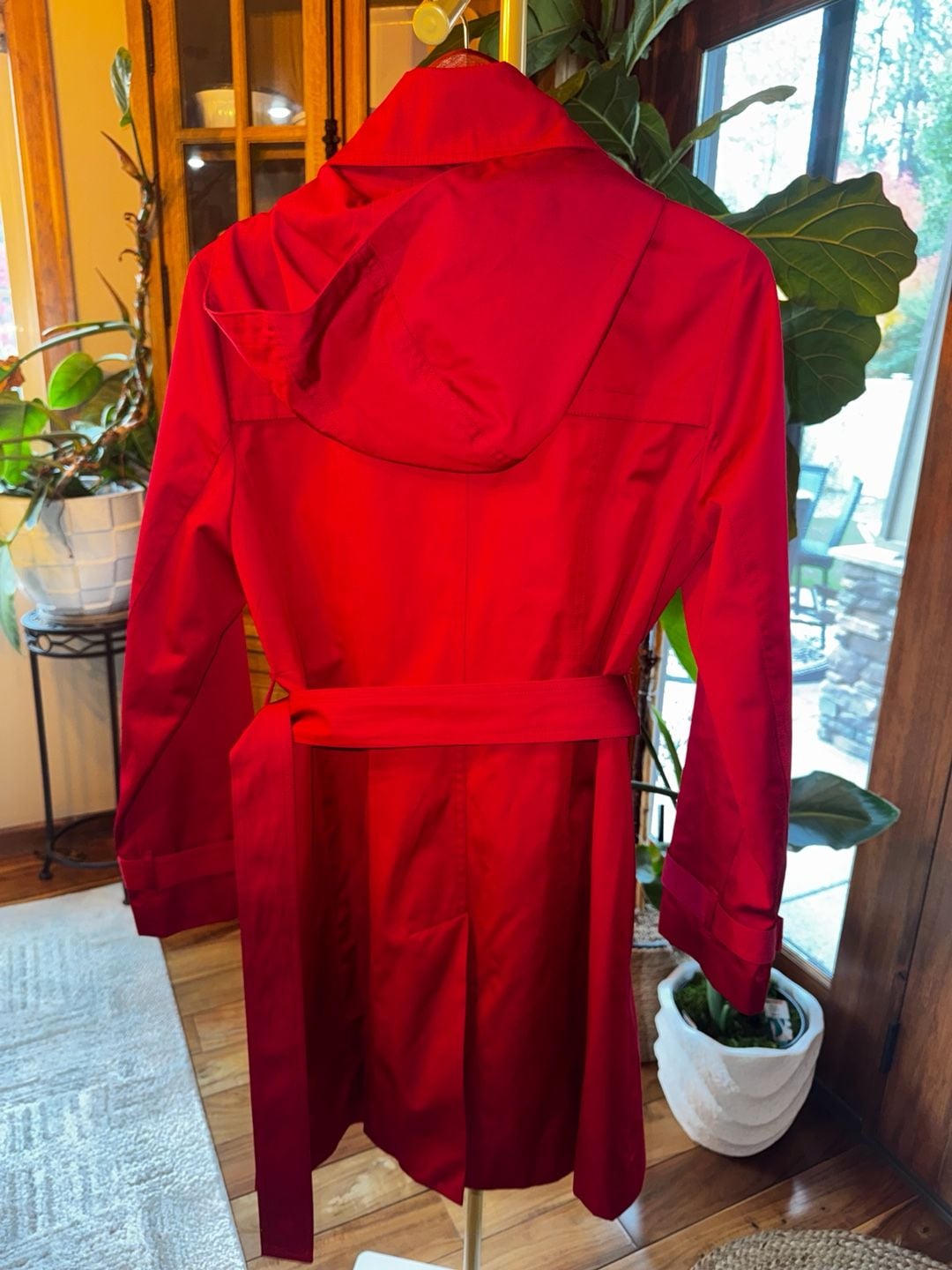 Michael Kors Red Belted Trench Coat Size M 5
