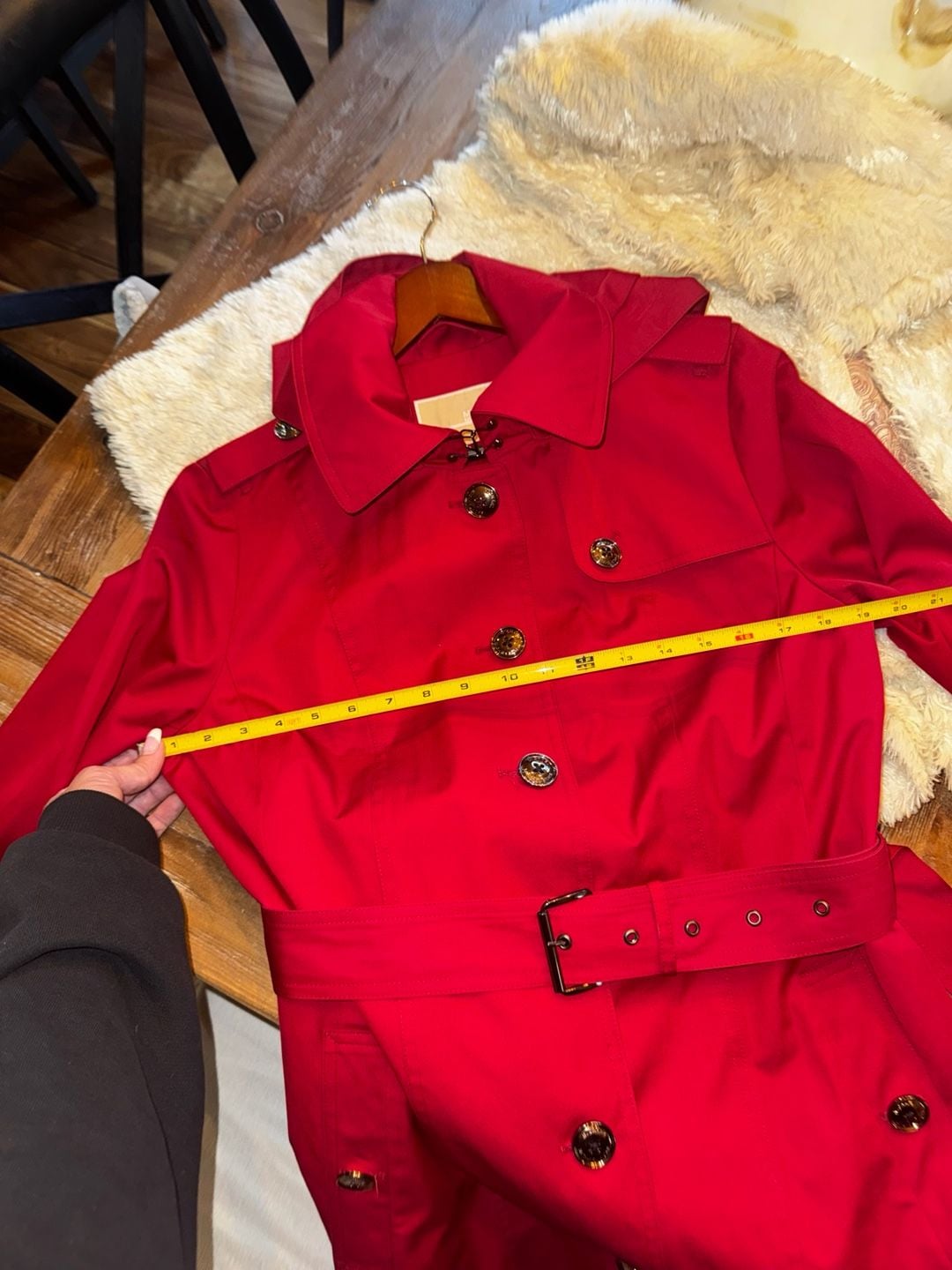 Michael Kors Red Belted Trench Coat Size M 6