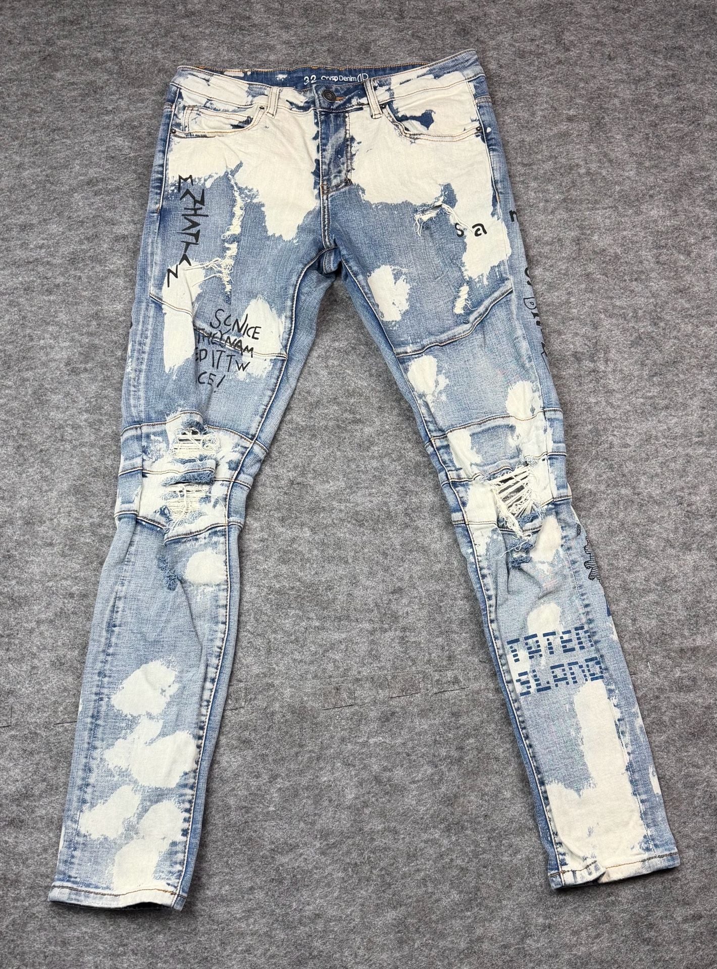 Crysp Denim Size 32 Graphic Print Distressed Jeans 7