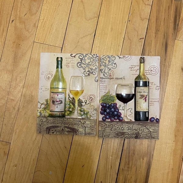 3D Wine Wall Art Plaques Set of 2
