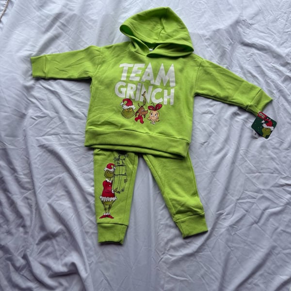 The Grinch Team Grinch Sweatshirt and Jogger Set 2T Green Fleece