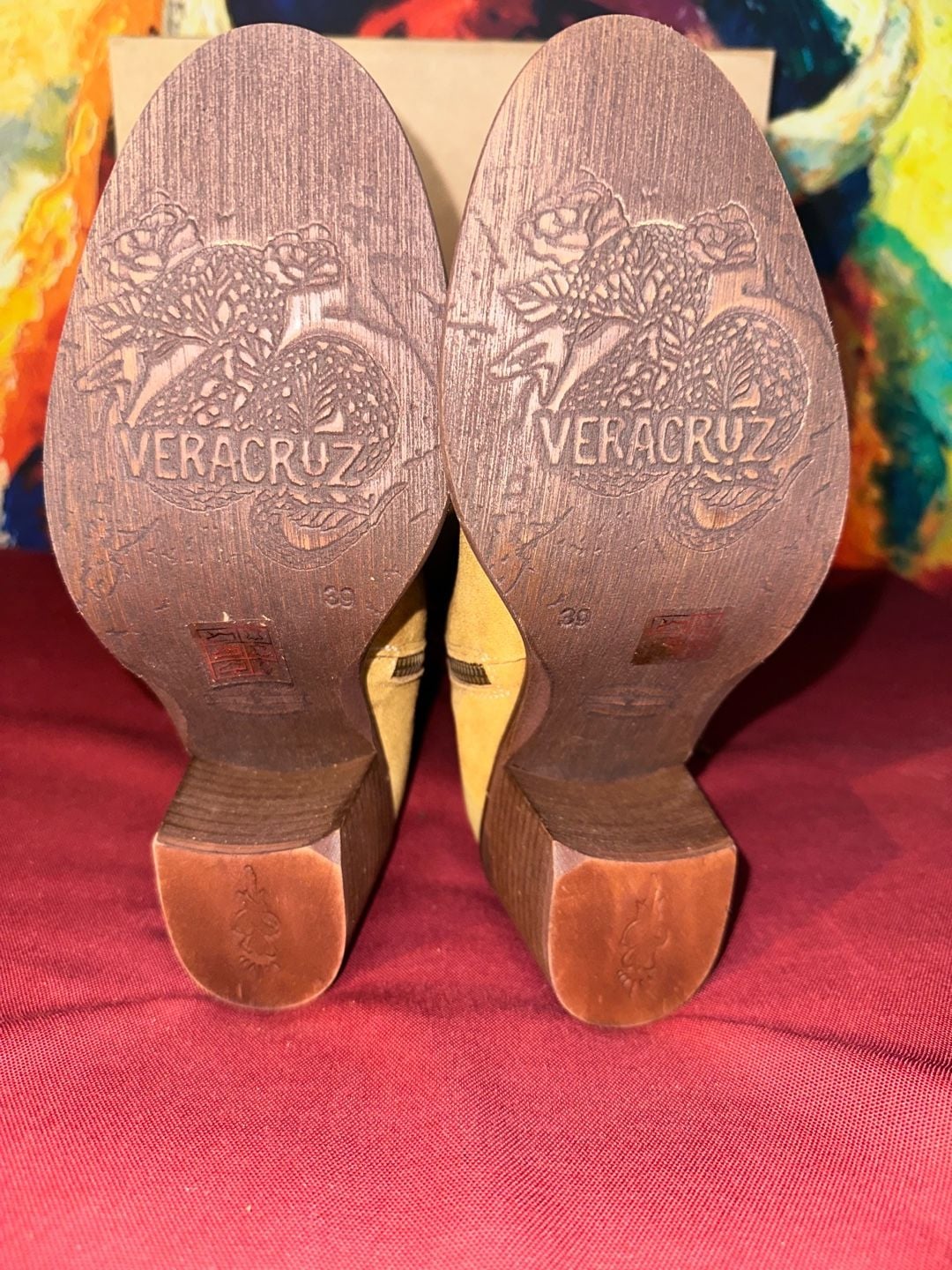 No.70 Veracruz Suede Floral Embroidered Lace Up Boots Tan 11