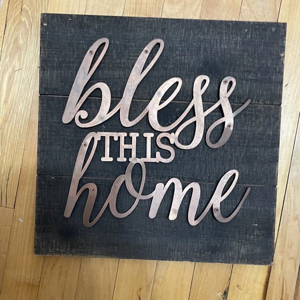 Home Decor Bless This Home Wall Art Sign Wood Metal