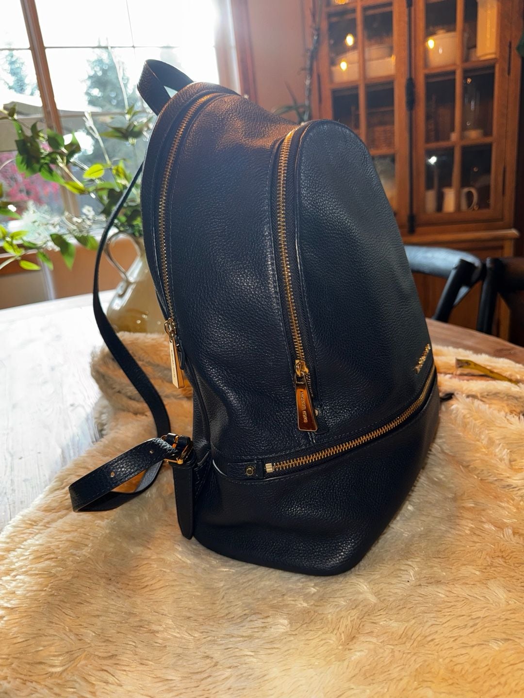 Michael Kors Rhea Zip Backpack Large Navy Pebble Leather 3