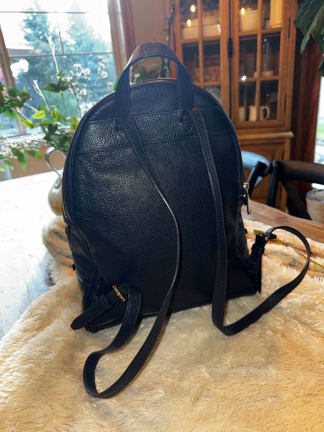 Michael Kors Rhea Zip Backpack Large Navy Pebble Leather 4