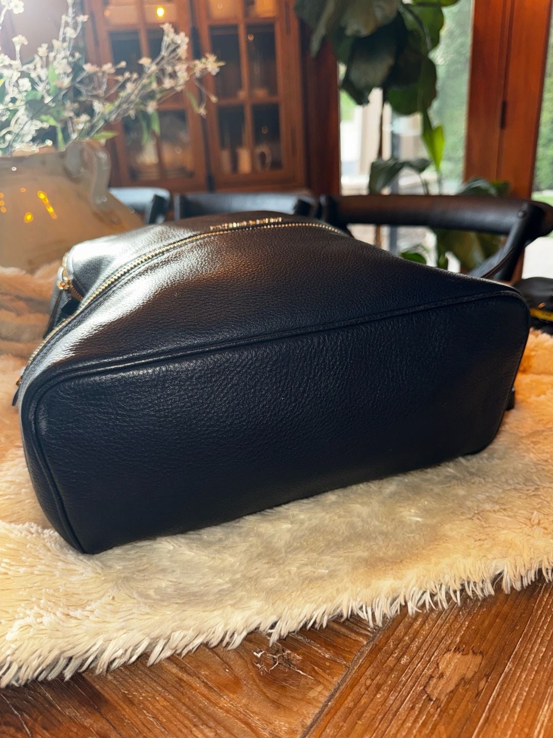 Michael Kors Rhea Zip Backpack Large Navy Pebble Leather 6