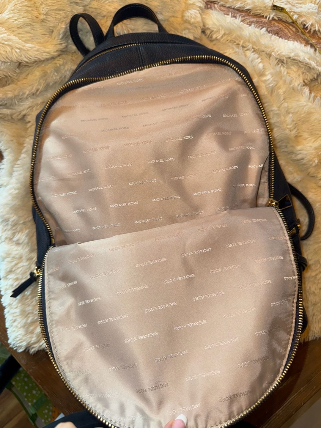 Michael Kors Rhea Zip Backpack Large Navy Pebble Leather 8