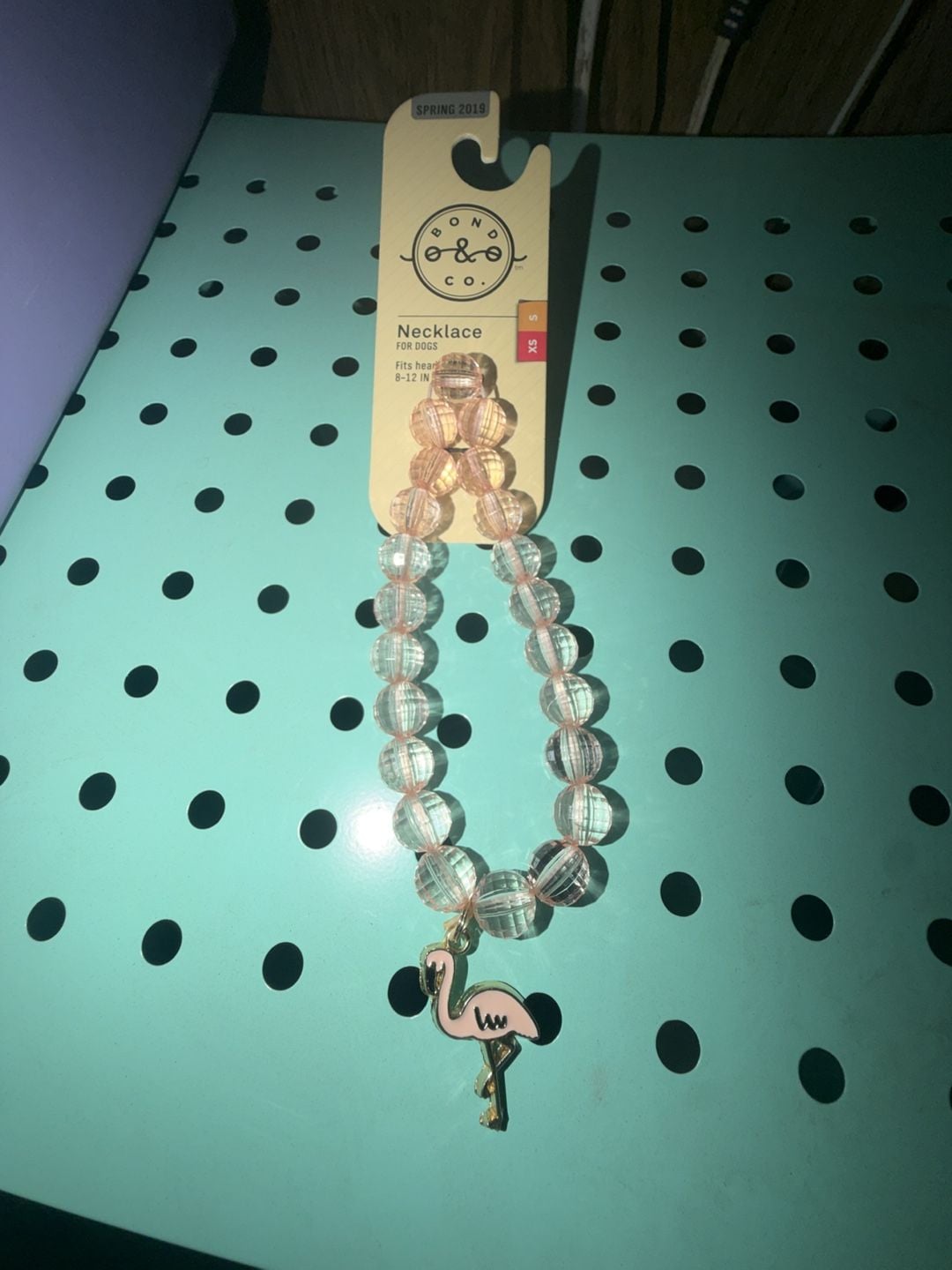Bond & Co. Dog Necklace Flamingo Charm Beaded Pink Size XS 3