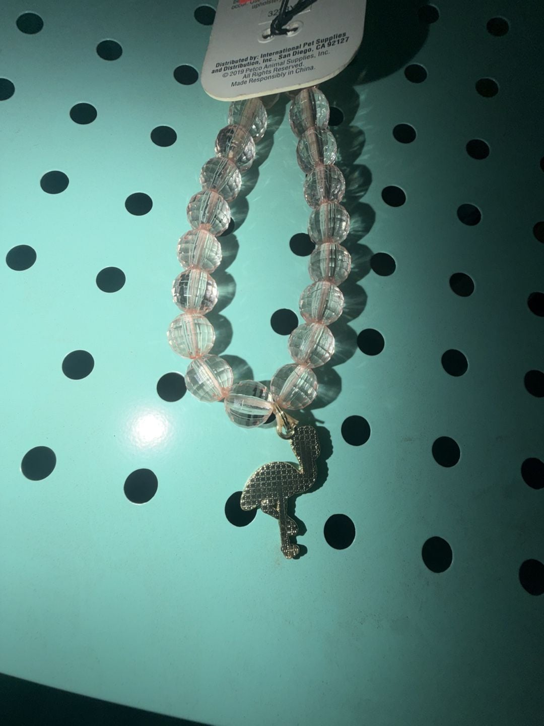 Bond & Co. Dog Necklace Flamingo Charm Beaded Pink Size XS 4