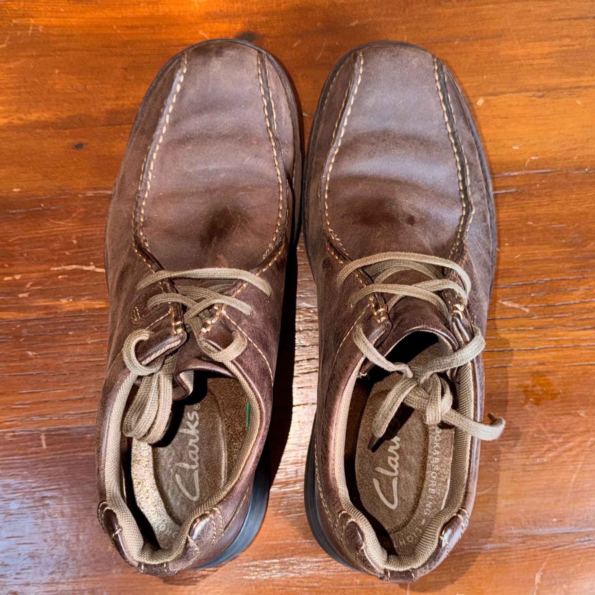 Clarks Men's Brown Leather Lace-Up Casual Oxfords Size 10 7
