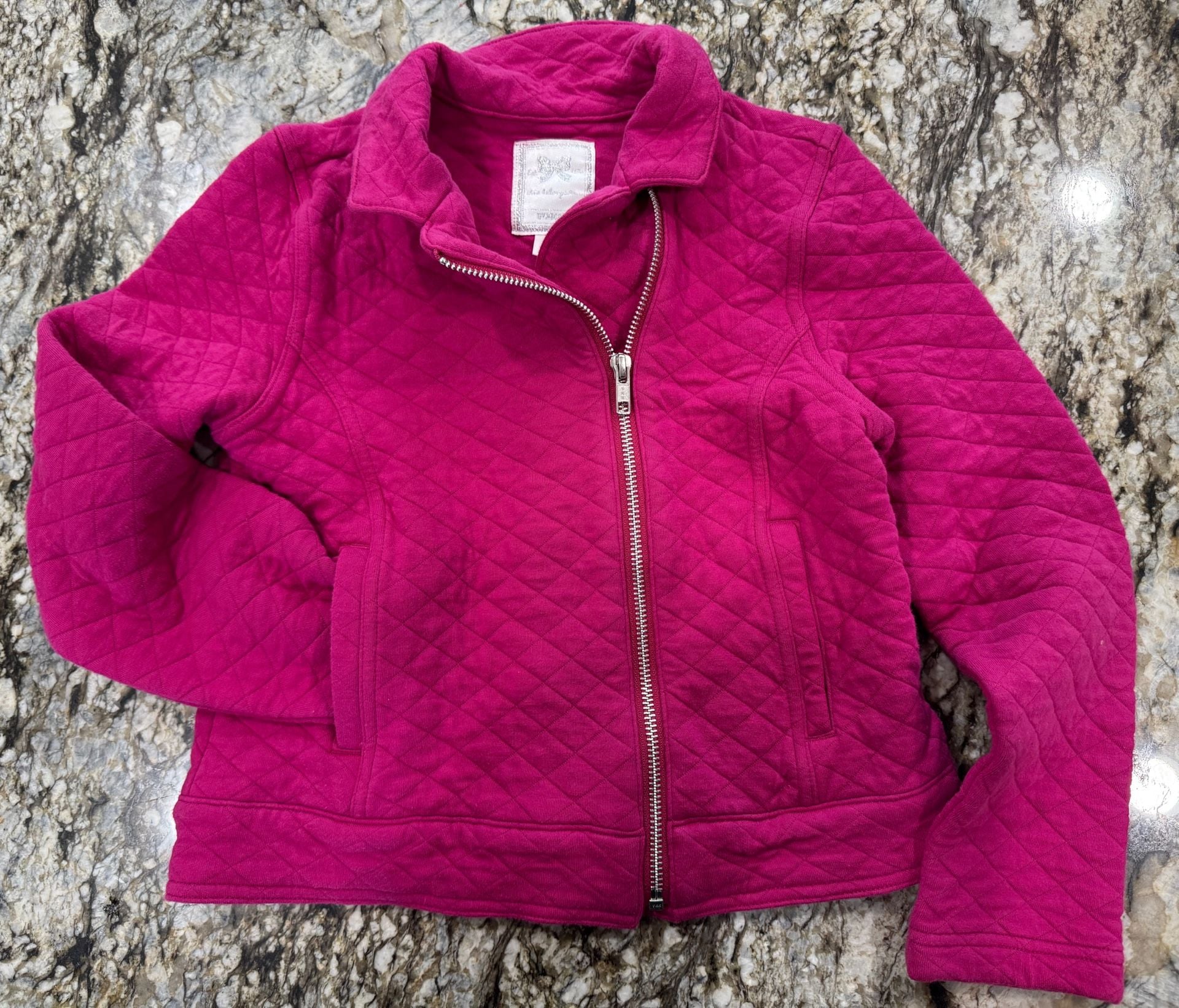 Gymboree Girls Quilted Jacket Size M (7-8) Hot Pink Zipper Coat 2