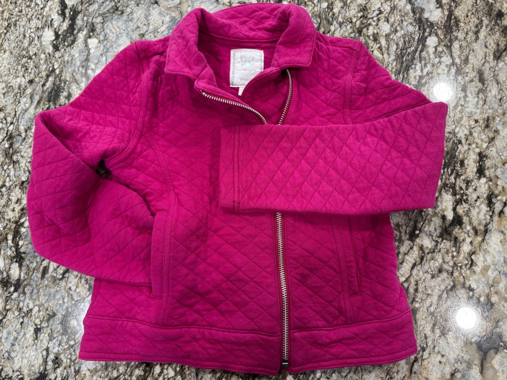 Gymboree Girls Quilted Jacket Size M (7-8) Hot Pink Zipper Coat 3