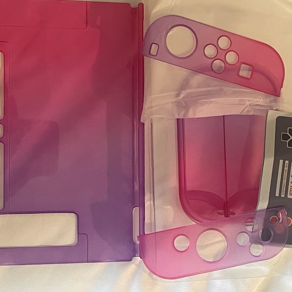 PlayVital Clear Atomic Purple Rose Red Back Cover for Nintendo Switch Console