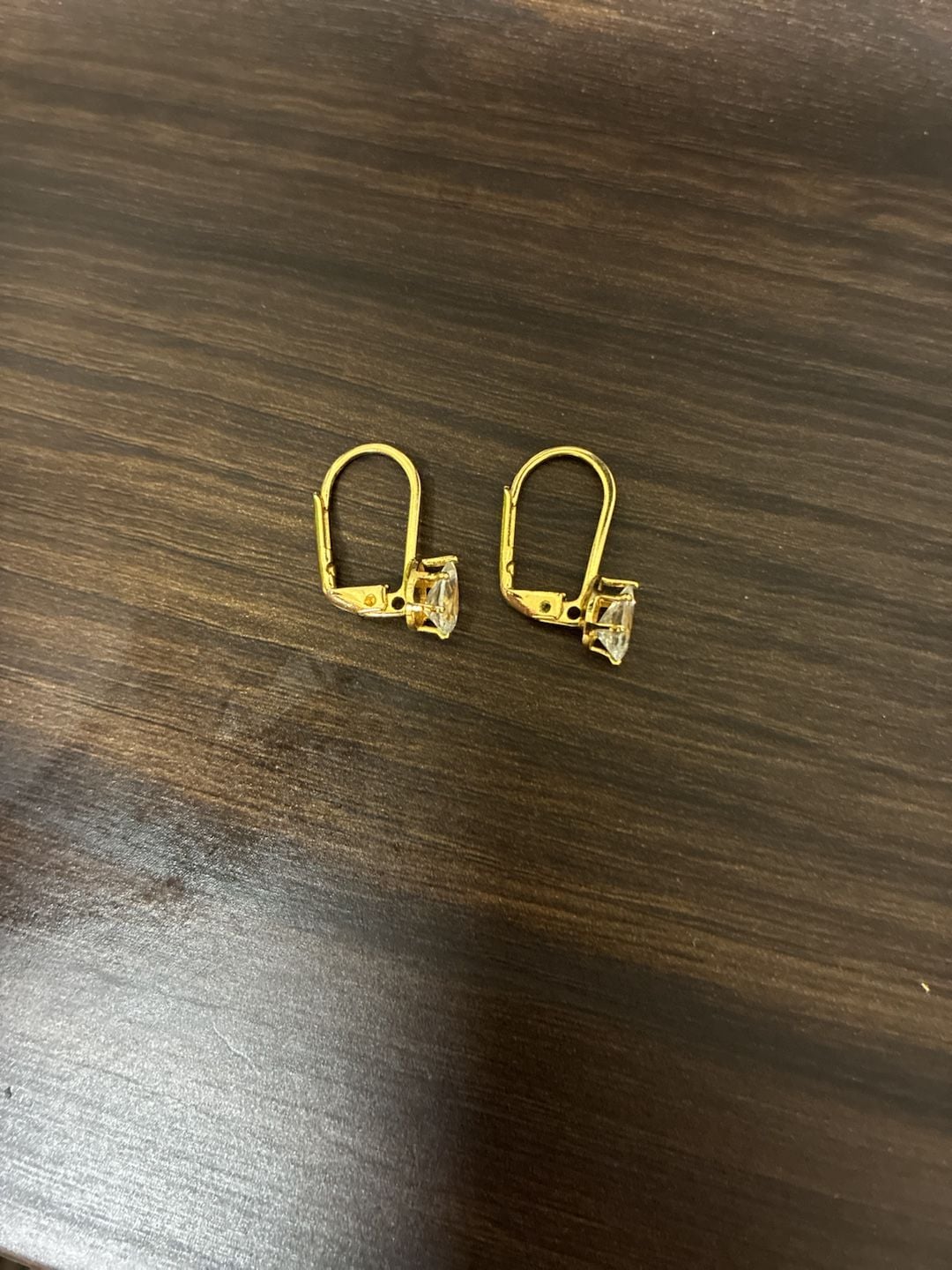 Estate 14K Gold Pear Cut Diamond Leverback Drop Earrings 7