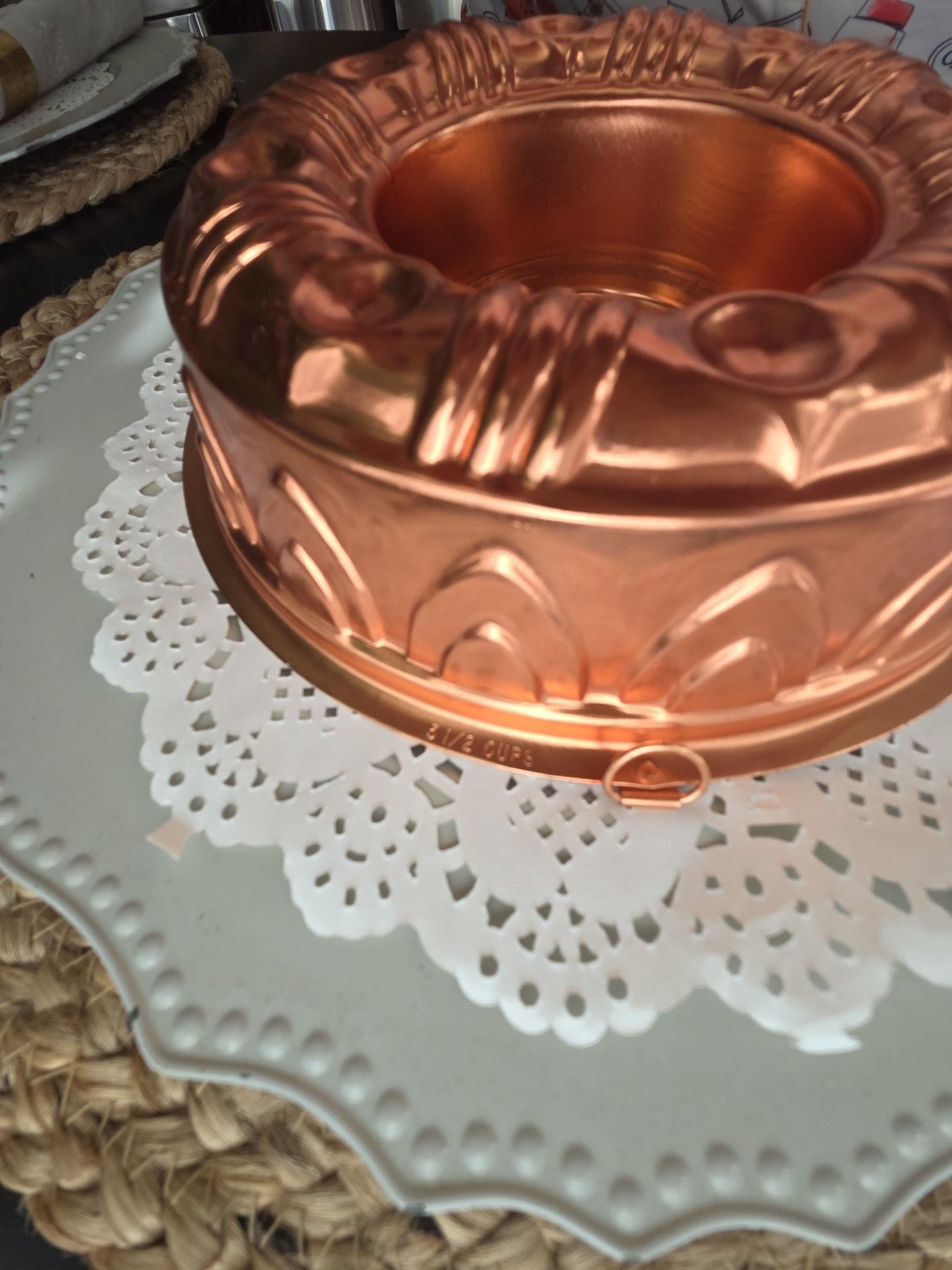 Vintage Copper Tone Aluminum 3 1/2 Cups Mold Ring 6