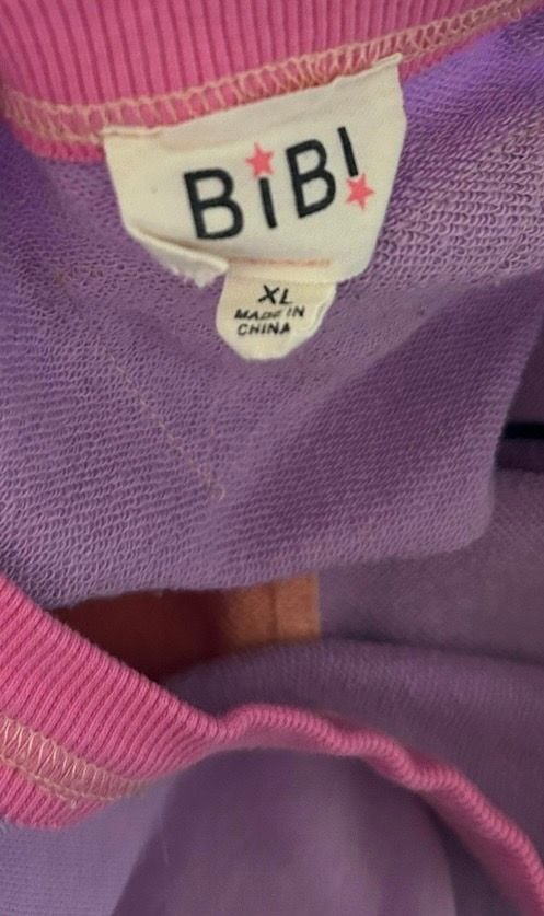 BiBi Color Block Exposed Seam Sweatshirt Size XL Pink Purple Yellow 4