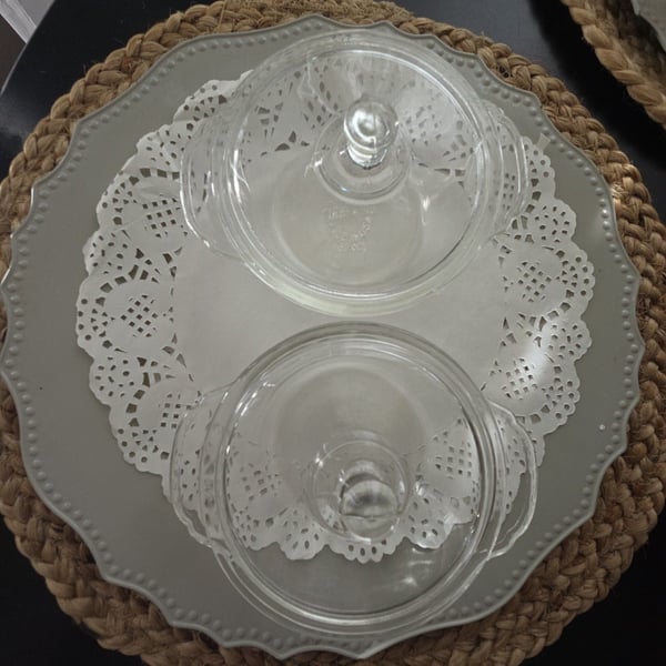 Fire King Vintage Glass Covered Casserole Dish Set Clear