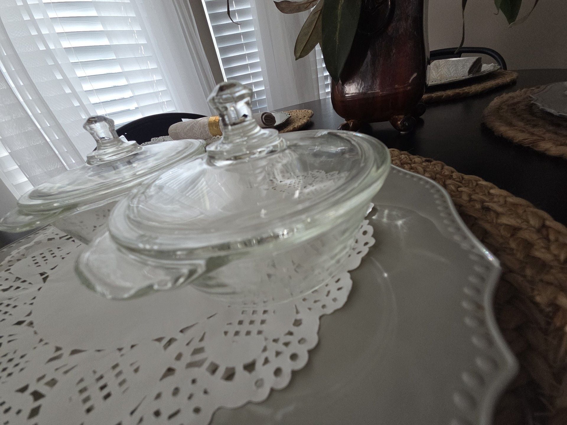 Fire King Vintage Glass Covered Casserole Dish Set Clear 2