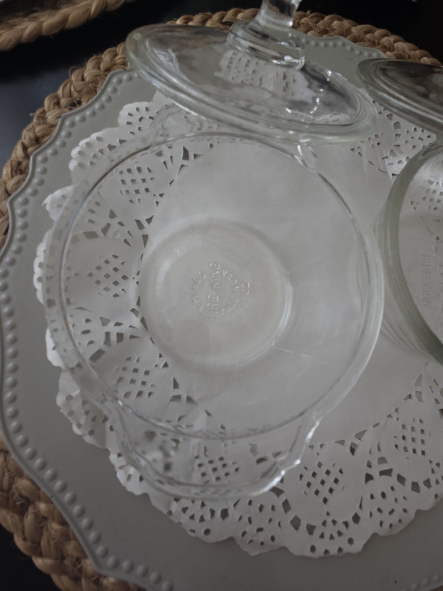 Fire King Vintage Glass Covered Casserole Dish Set Clear 5